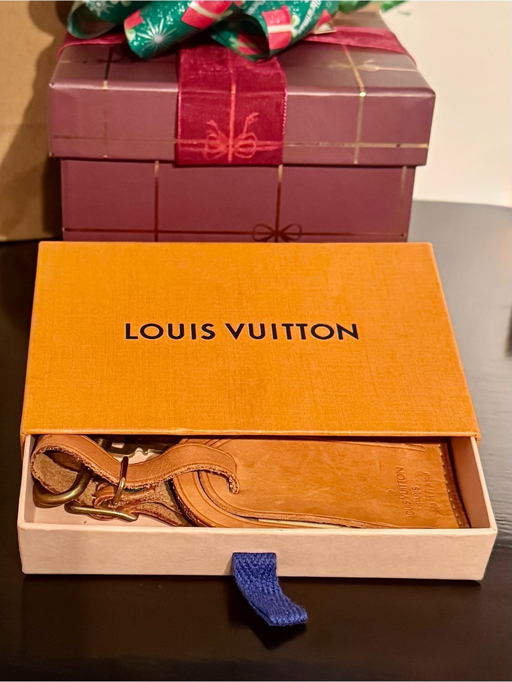 Authentic Louis Vuitton Vachetta Luggage Tag Lock 2 Keys 312 & Box Set - Picture 8 of 10